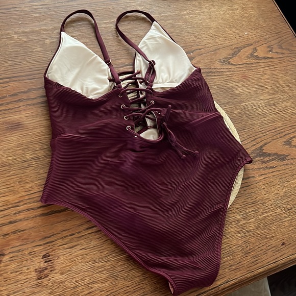 L. A Hearts Front & Back Lace Up One Piece Swimsuit Size Large - Picture 4 of 9